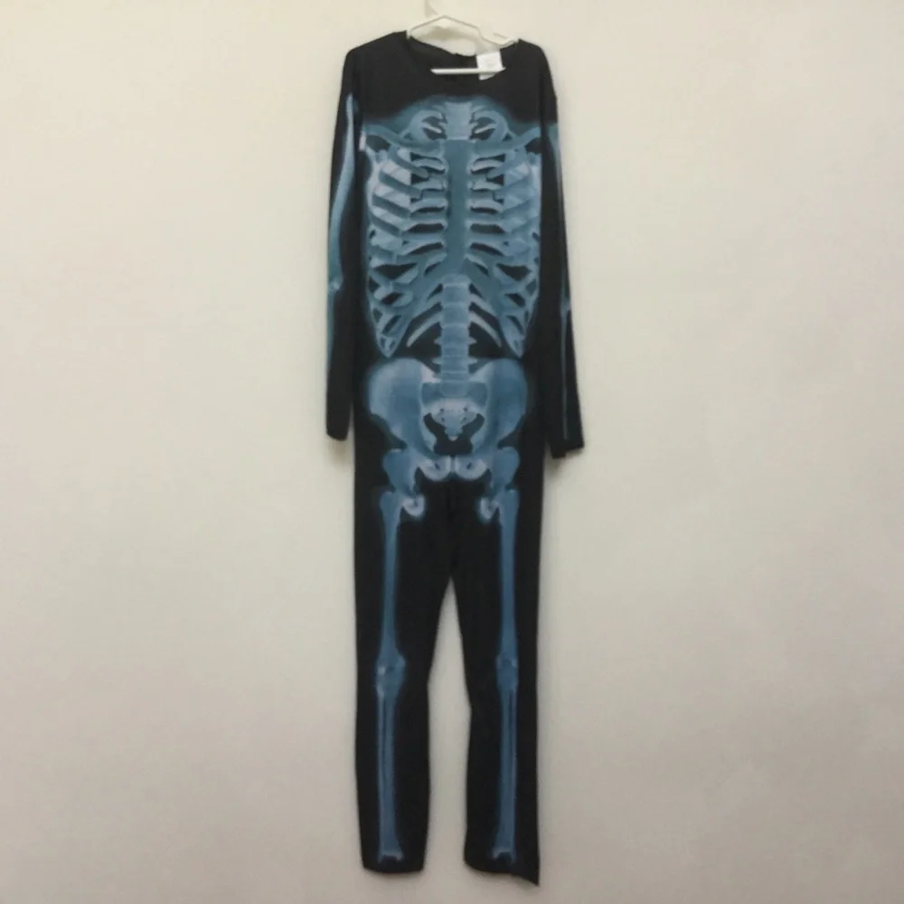 X-Ray Skeleton Bones One Piece Costume Kids Size Large Halloween Dress Up